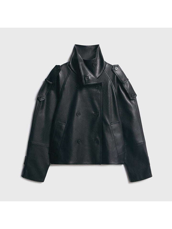 Damen Modische Bikerjacke aus Kunstleder Drune