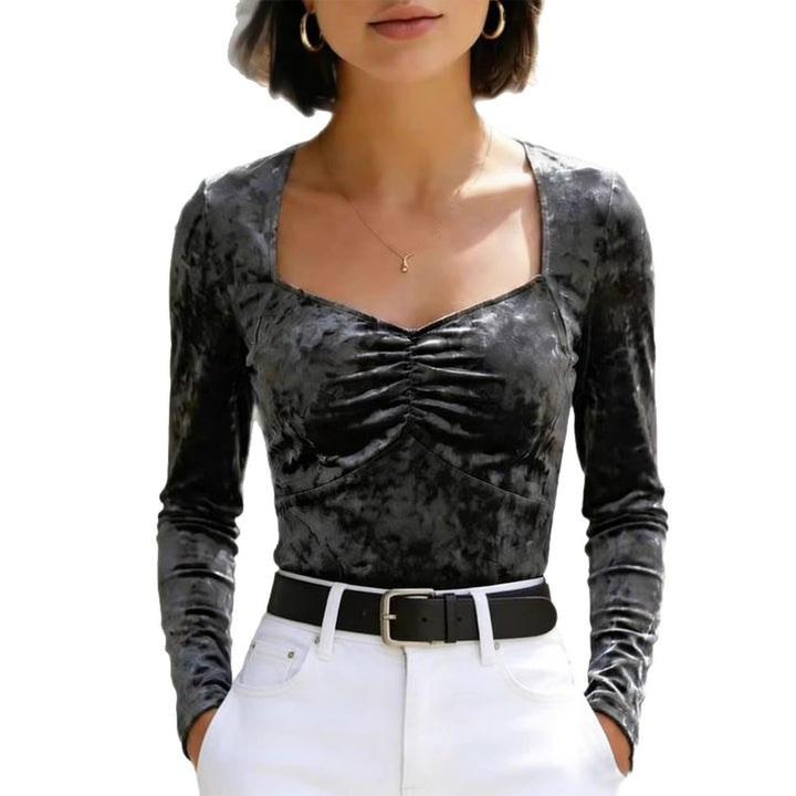 Damen Elegantes Longsleeve Shirt mit gerafftem Detail Drune