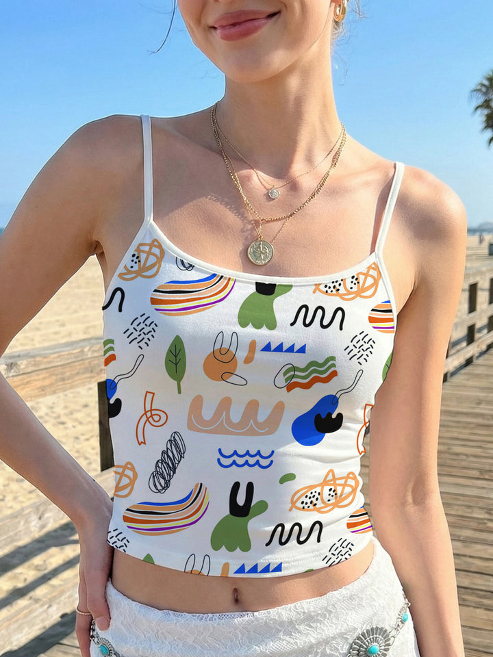 Damen Crop-Top mit kreativem Grafikdruck Drune