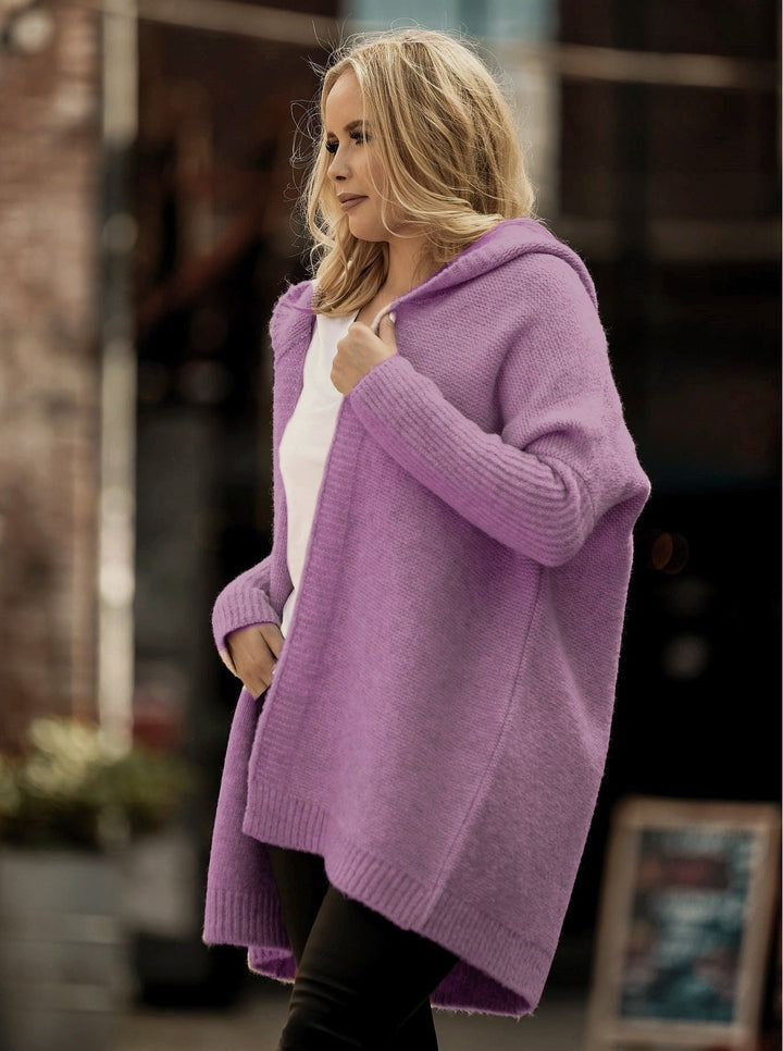 Drune | Strick Kapuzenpullover Oversized Passform Weite Ärmel Offene Vorderseite Wollmischung