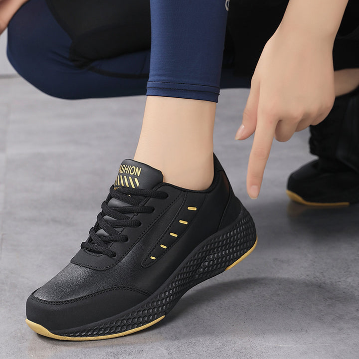 Damen nan elegante Plateau-Sneaker aus Kunstleder mit wabenstrukturierter Dämpfungssohle und ergonomischem Komfortfußbett Drune