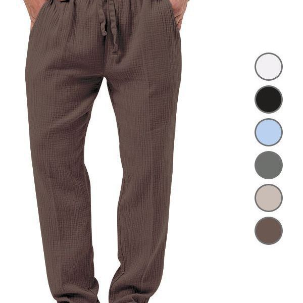 Herren nan lässige Leinen-Relaxhose mit elastischem Tunnelzugbund und praktischen Seitentaschen Drune