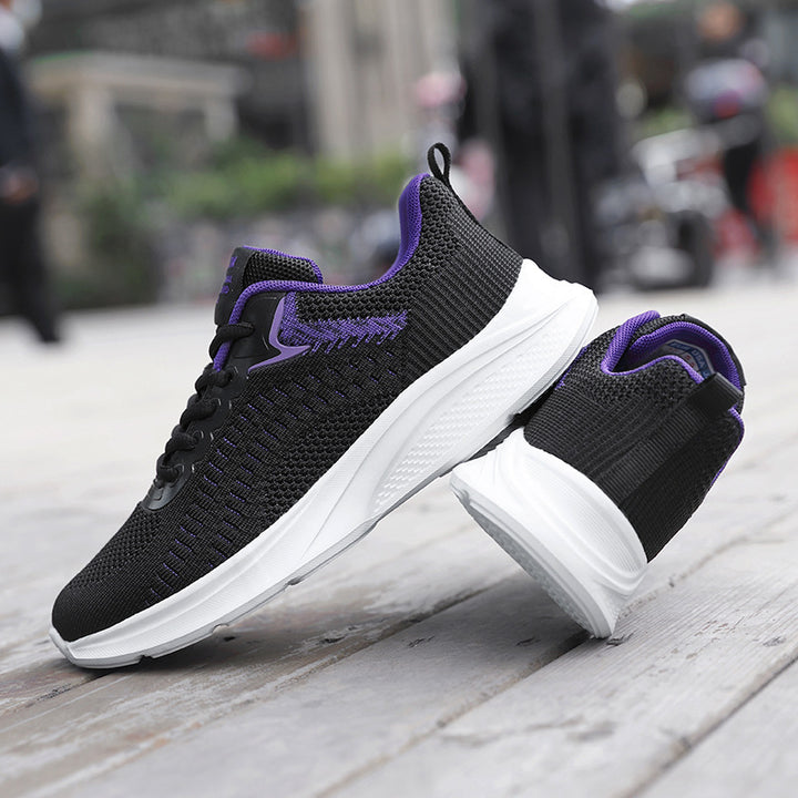 Damen nan nahtloser Strick-Walkingschuh mit atmungsaktivem Maschenoberteil, ergonomischer Wellendämpfung und verstärkter Fersenlasche Drune