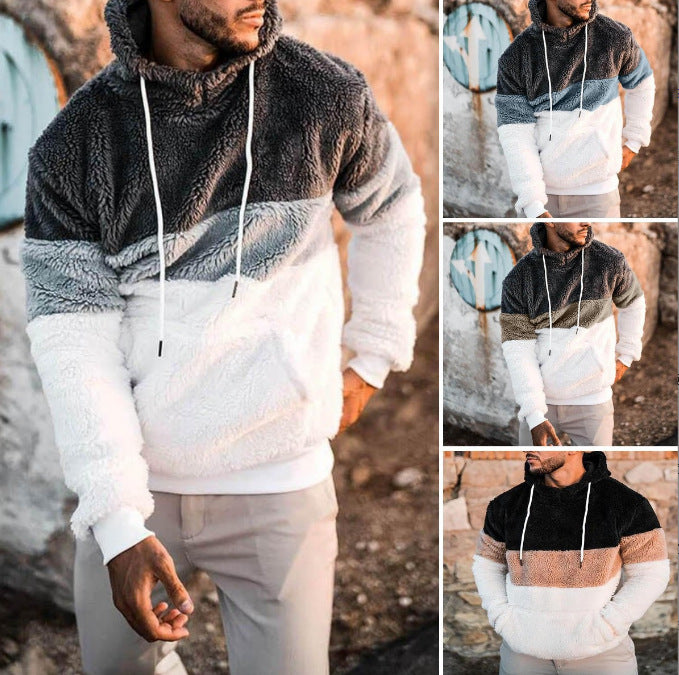 Herren lässiger Fleece Pullover mit hohem Kragen und asymmetrischem Design Drune