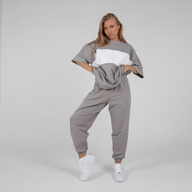 Damen modisches Loungewear-Set mit oversized Oberteil und elastischer Hose Drune