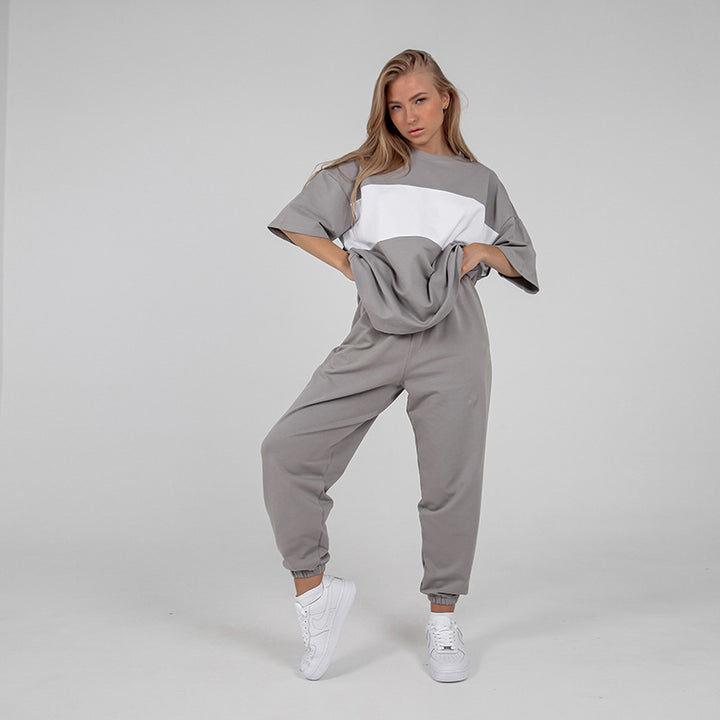 Damen modisches Loungewear-Set mit oversized Oberteil und elastischer Hose Drune