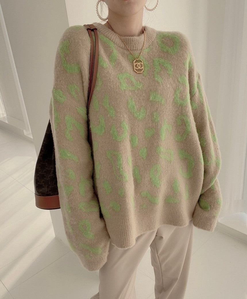 Damen Großer Pullover im Animal-Print Design Drune