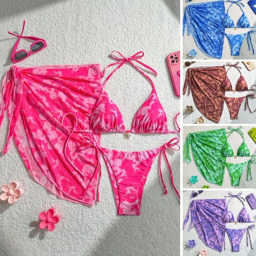 Damen Triangel-Bikini-Set mit verstellbaren Trägern und Wickeltuch Drune