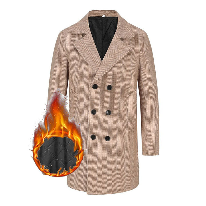 Herren eleganter Doppelreiher-Mantel mit strukturiertem Obermaterial Drune