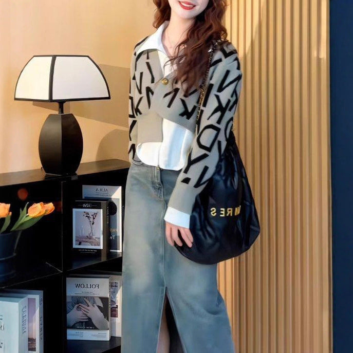 Damen Modische und trendige Strickjacke im Layering-Stil Drune