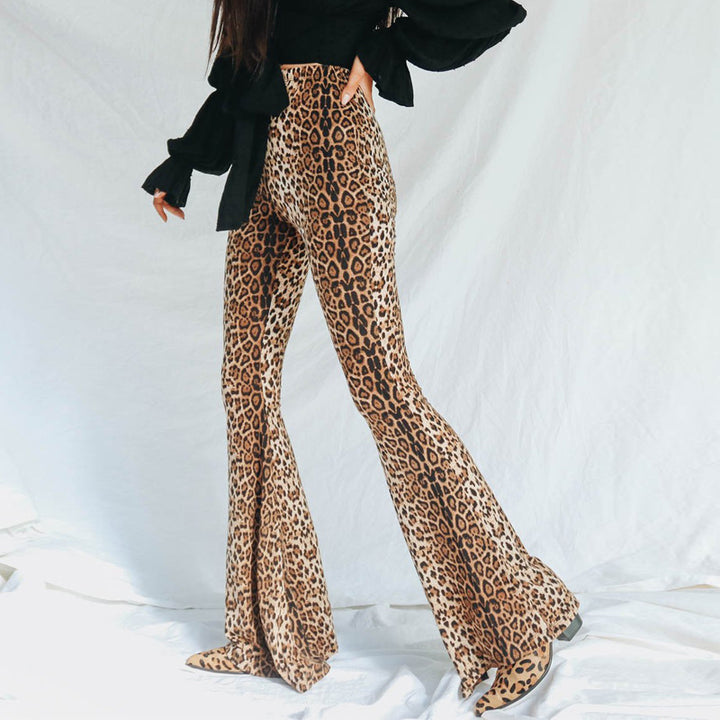 Damen Flared Leggings im animalischen Tigerstrick-Waschung Drune