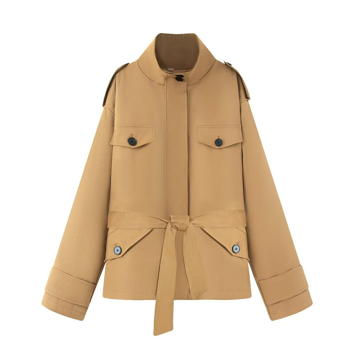 Damen modische Utility-Jacke mit hohem Kragen Drune