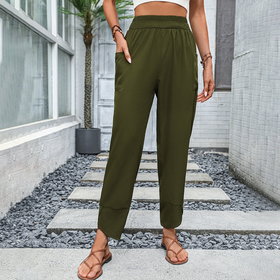 Damen Bequeme Freizeithose mit elastischem Taillenbund und praktischen Seitentaschen Drune
