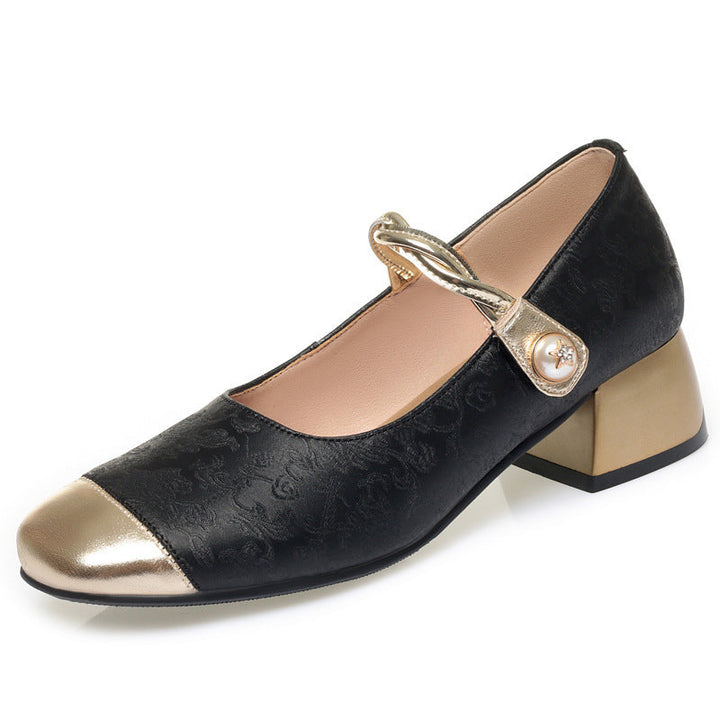 Damen Elegante Mary Jane Ballerinas mit modischem Riemchen und Blockabsatz Drune