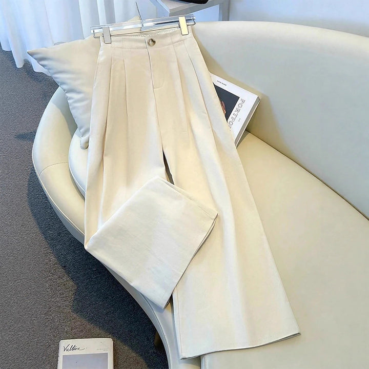 Damen Weite Hochtaillierte Hosen mit Faltenwurf Drune
