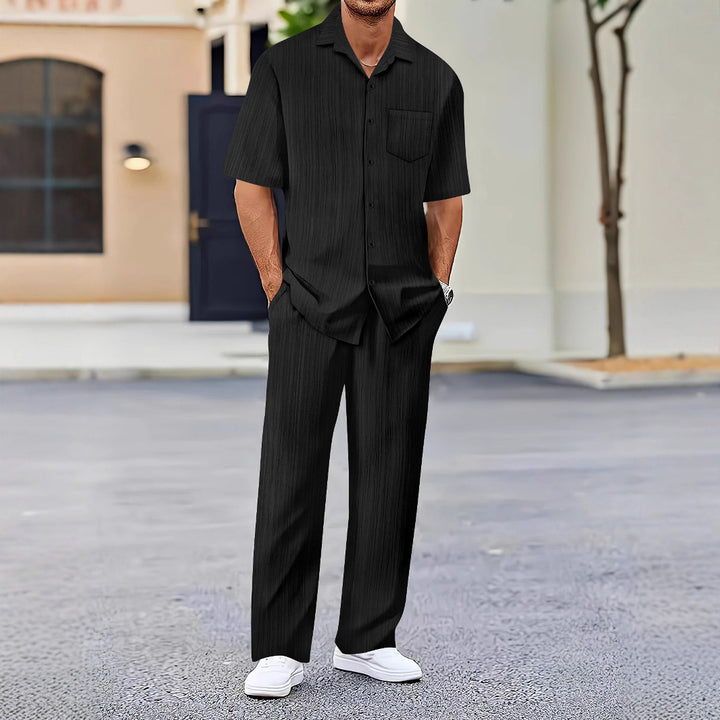 Herren Freizeitanzug mit eleganter Textur und praktischen Taschen Drune