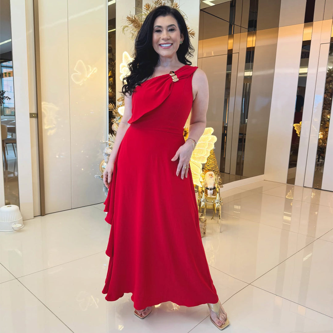Damen Maxikleid mit eleganter Raffung Drune