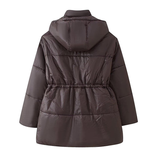Damen gesteppte Übergangsjacke mit Kapuze und praktischen Taschen Drune