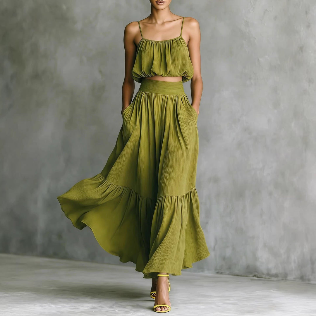 Damen Sommerliches Zweiteiler-Kleid mit fließendem Schnitt und praktischen Taschen Drune