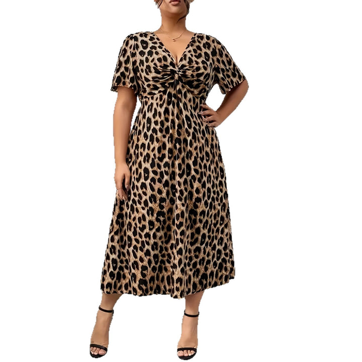 Damen Maxikleid mit raffiniertem Knotendesign und modernem Tiermuster Drune