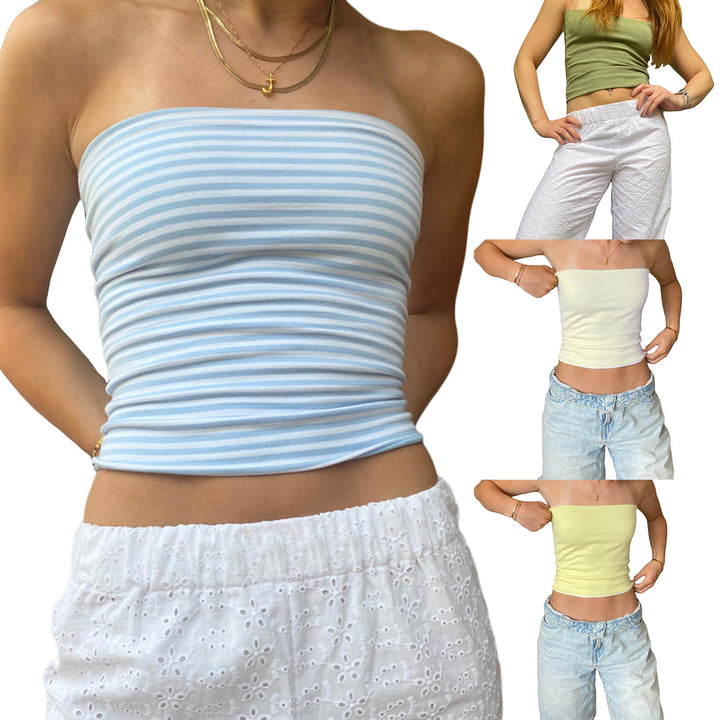 Damen Bustier-Oberteil mit feinen Streifen Drune