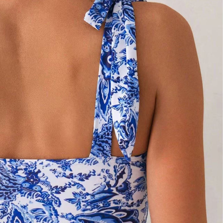 Damen Einteiliger Badeanzug mit verstellbaren Trägern und floralem Design Drune