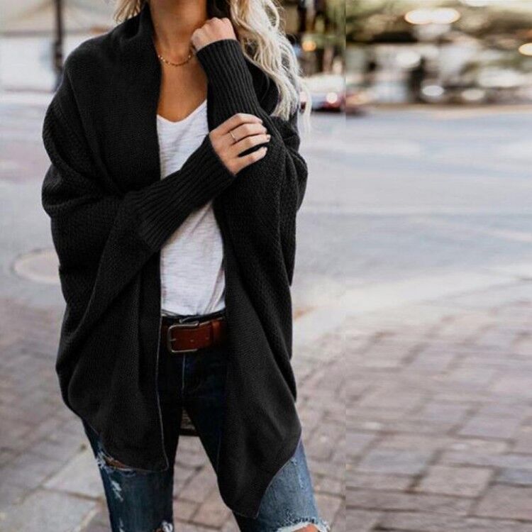 Damen lässiger Strickcardigan mit offenen Vorderteilen und weitem Schnitt Drune