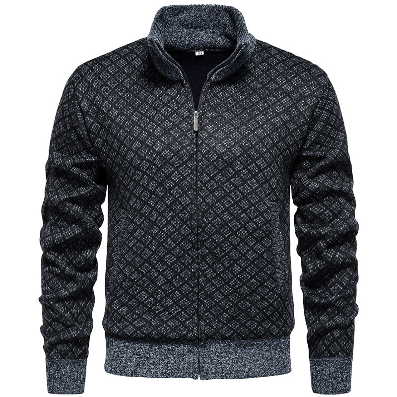 Herren Strickjacke im modernen Rautenmuster mit durchgehendem Reißverschluss Drune