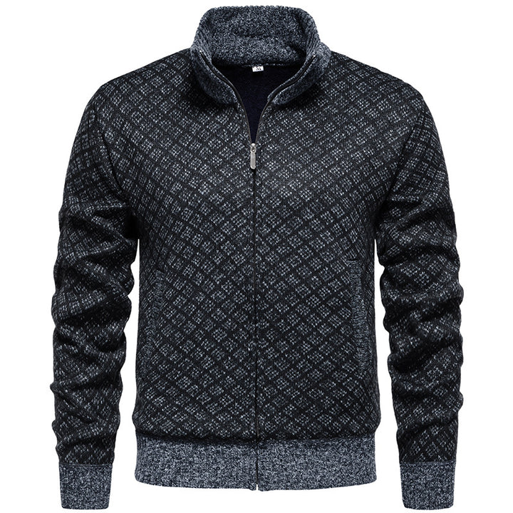 Herren Strickjacke im modernen Rautenmuster mit durchgehendem Reißverschluss Drune
