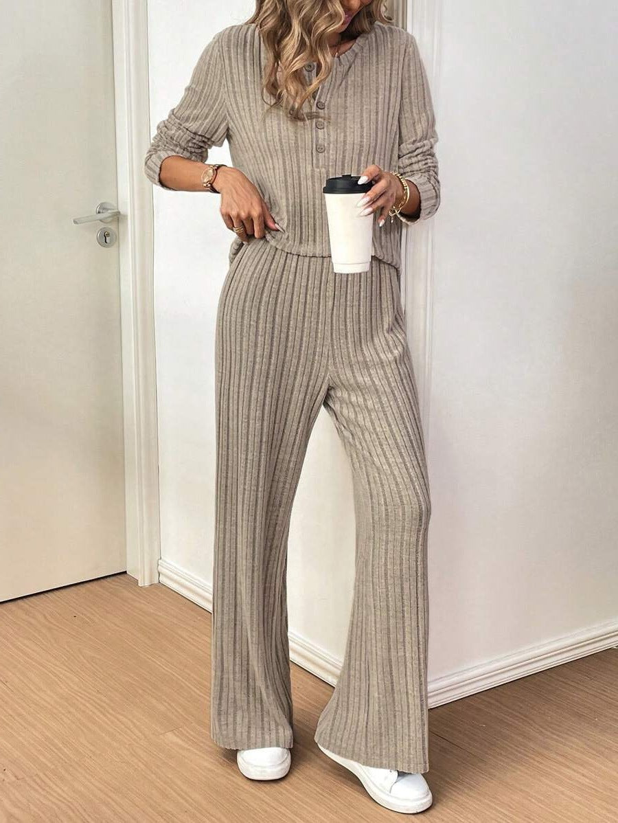 Damen Lässiges Strickanzug mit feinem Rippenmuster Drune