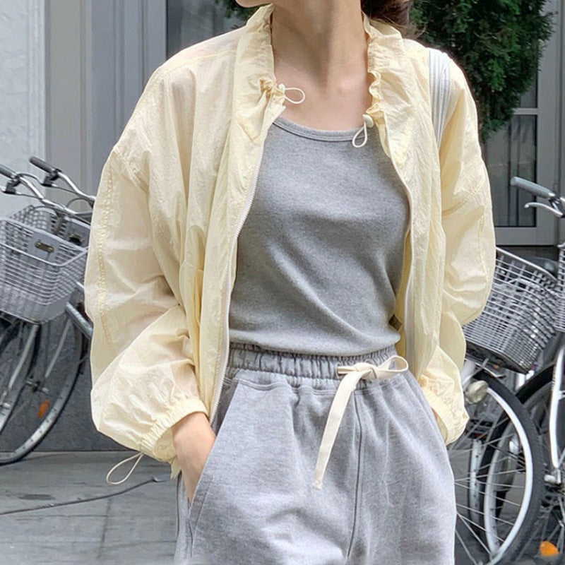 Damen leichte Sommerjacke mit Rüschendetails Drune