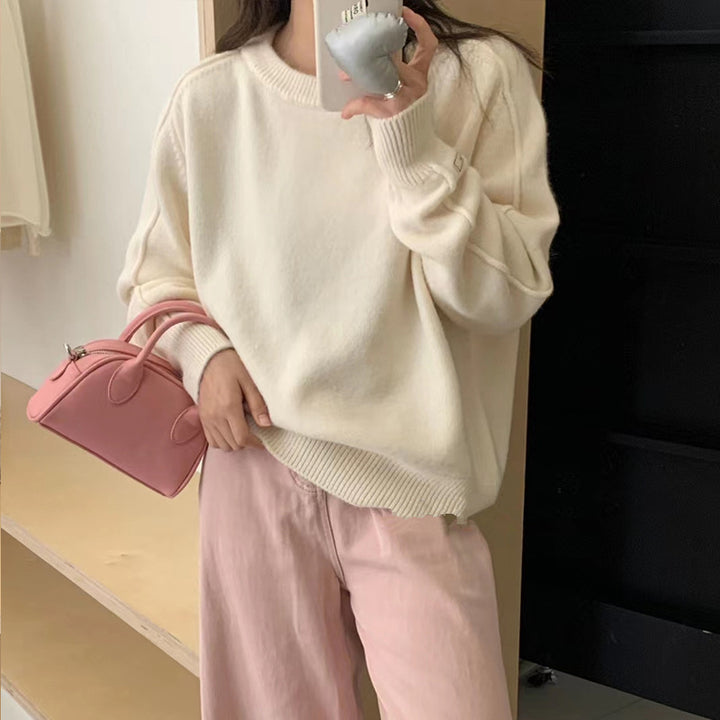 Damen Grobstrickpullover mit weitem Schnitt und Sanfter Textur Drune