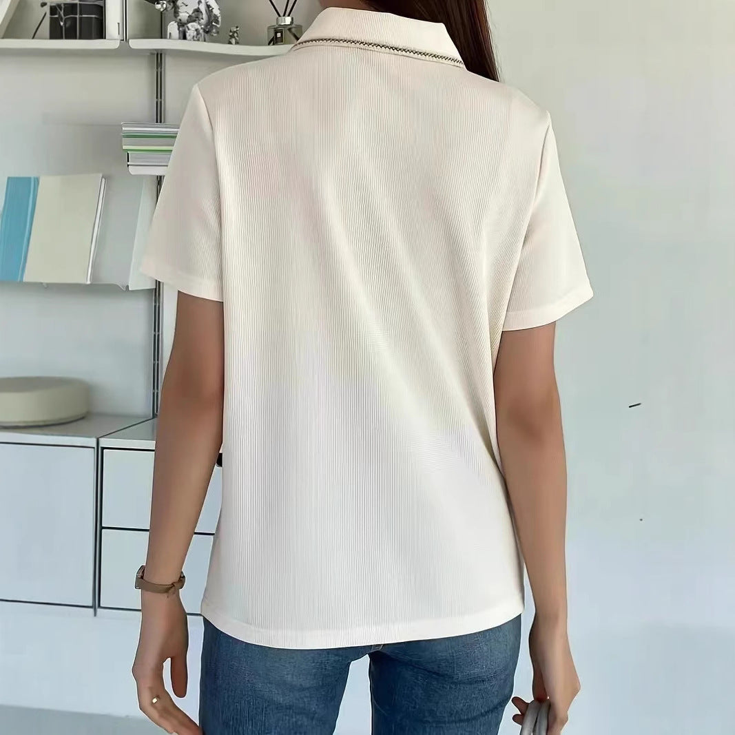 Damen Polo-Shirt mit Perlendetail Drune