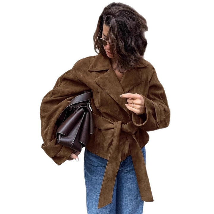 Damen modische Wildlederjacke mit tailliertem Design Drune