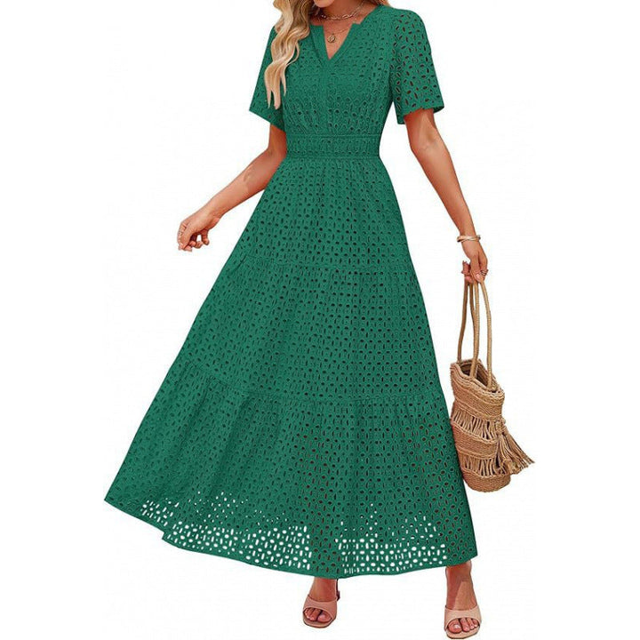 Damen Maxikleid mit gehäkeltem Muster Drune