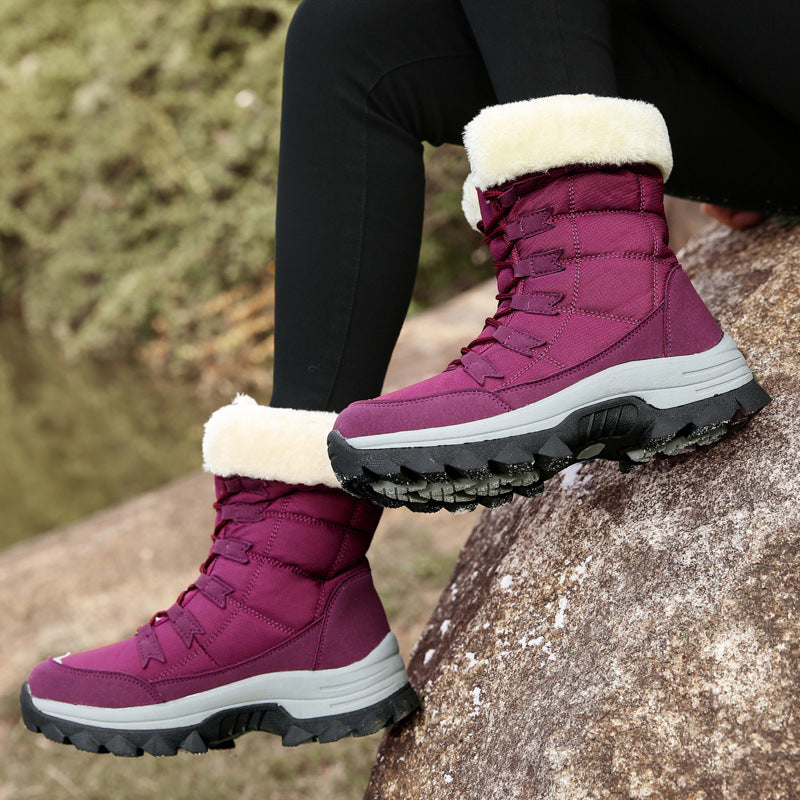 Damen Winterstiefel mit kuscheligem Kunstfellkragen und rutschfester Sohle Drune