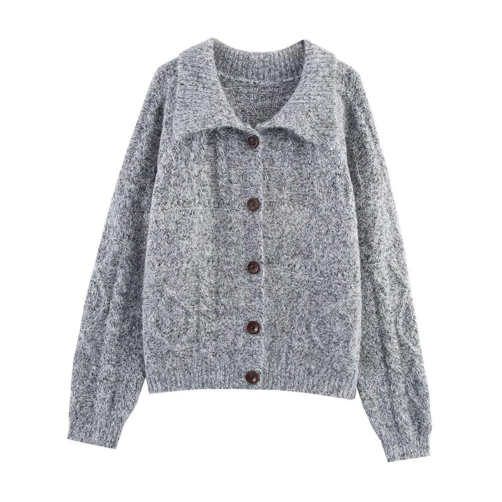 Damen Strickjacke mit weichem Stoff und großen Knöpfen Drune