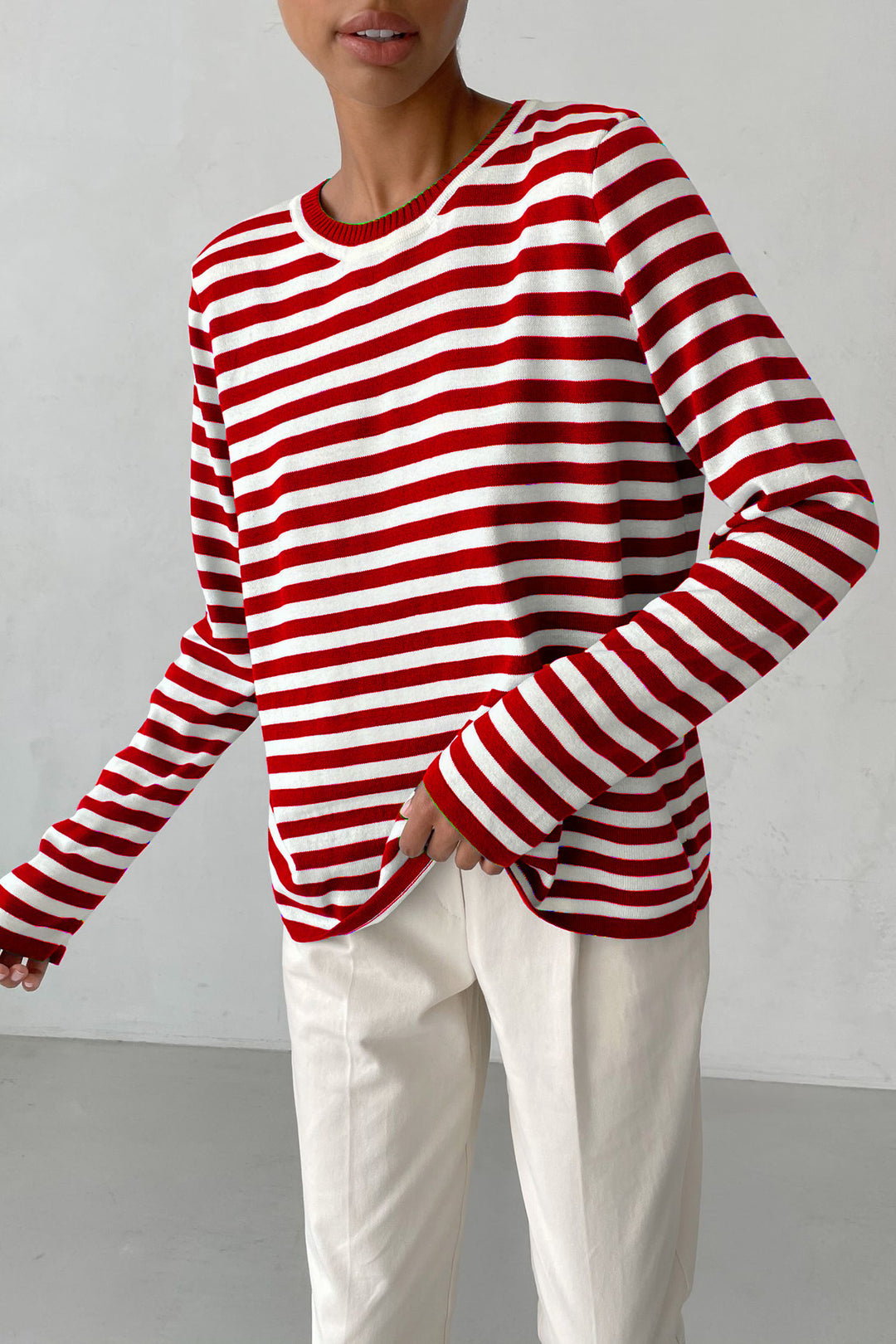 Damen gestreiftes Longsleeve-Shirt Drune