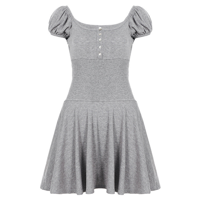Damen Midi-Kleid mit Puffärmel-Design und figurbetontem Oberteil Drune