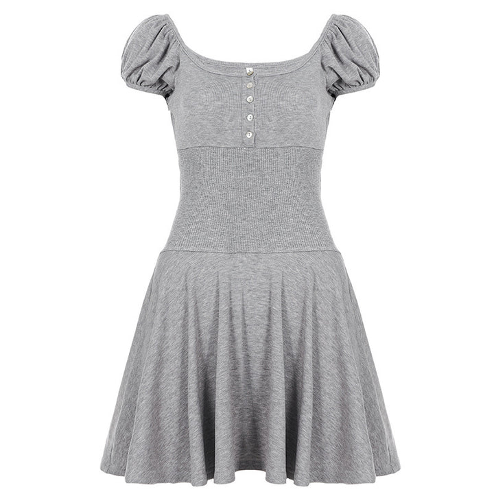 Damen Midi-Kleid mit Puffärmel-Design und figurbetontem Oberteil Drune