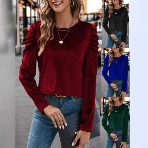 Damen Elegantes Langarmshirt mit Raffungen Drune
