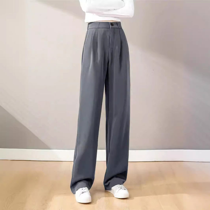 Damen weite High-Waist Hose mit Falten Drune
