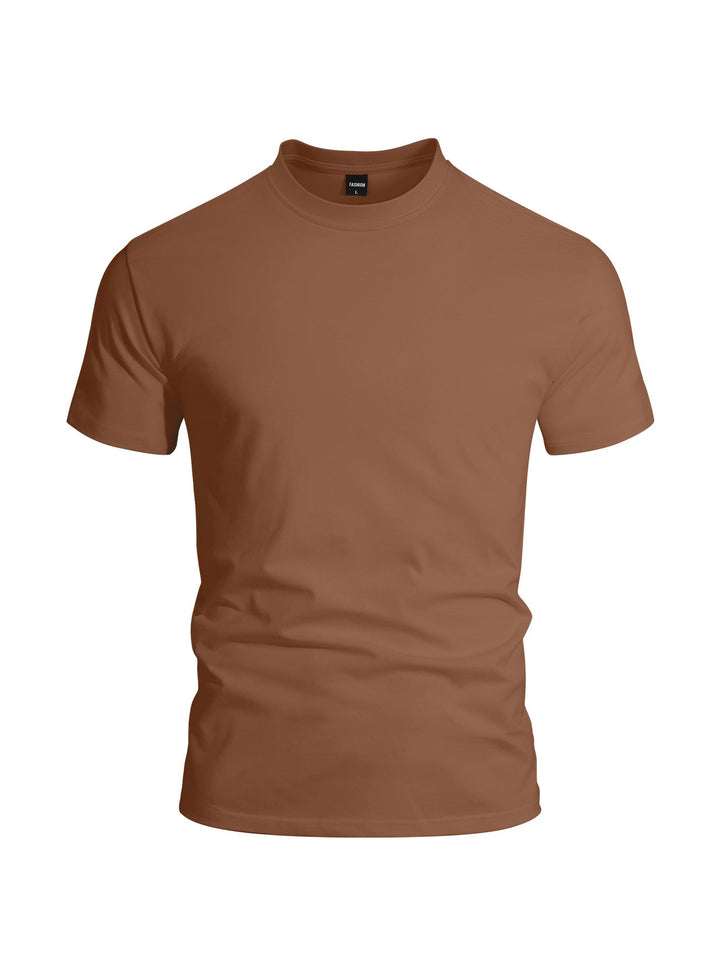 Herren nan eng anliegendes Rundhals-Basicshirt aus Singlejersey mit verstärktem Nackenband Drune
