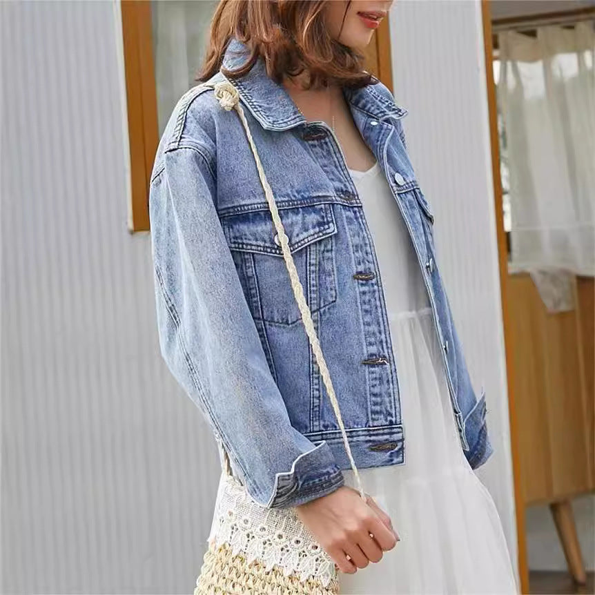 Damen Denimjacke mit aufwendig gesticktem Schriftzug Drune