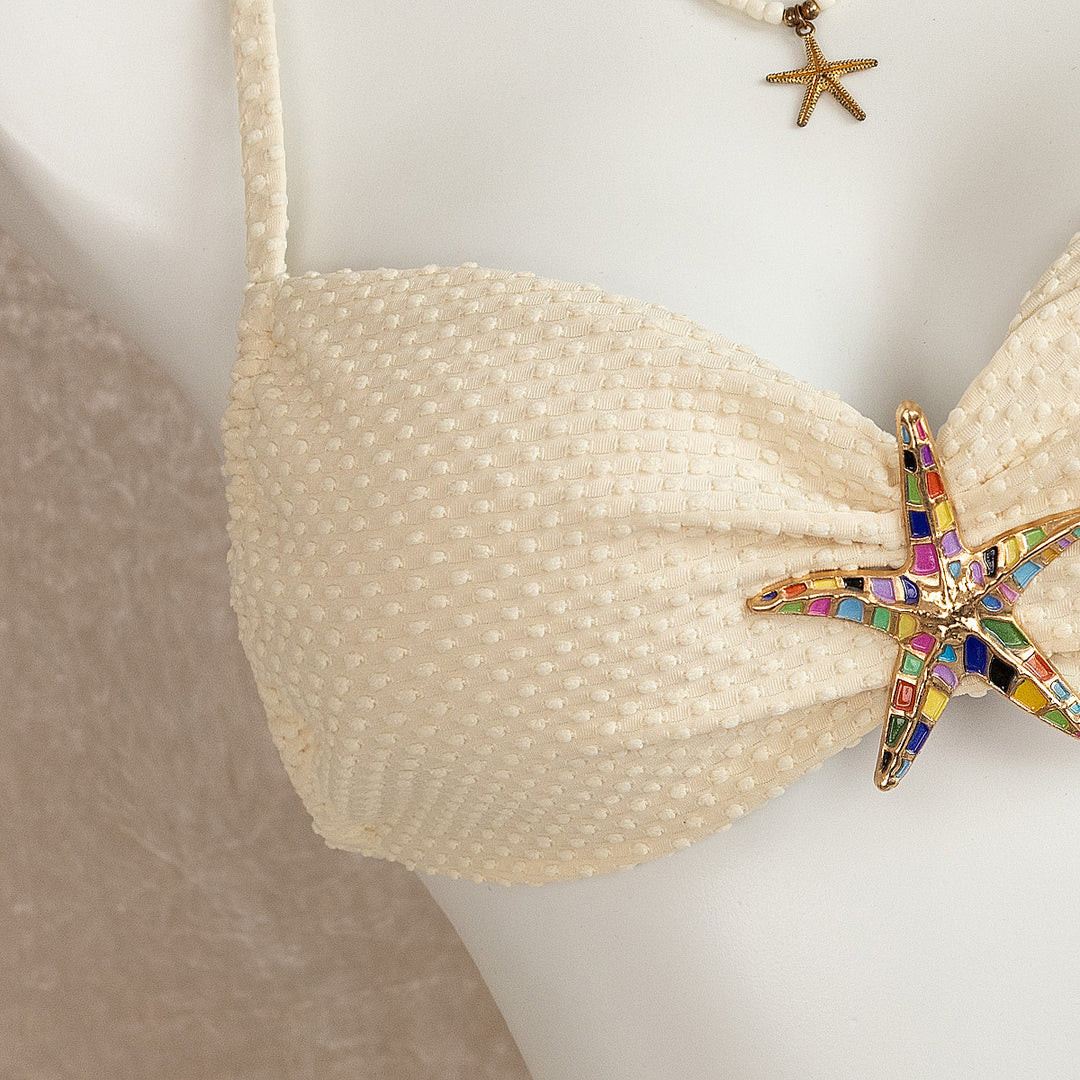 Damen Bikini mit glitzerndem Sternenmotiv und verstellbaren Bändern Drune