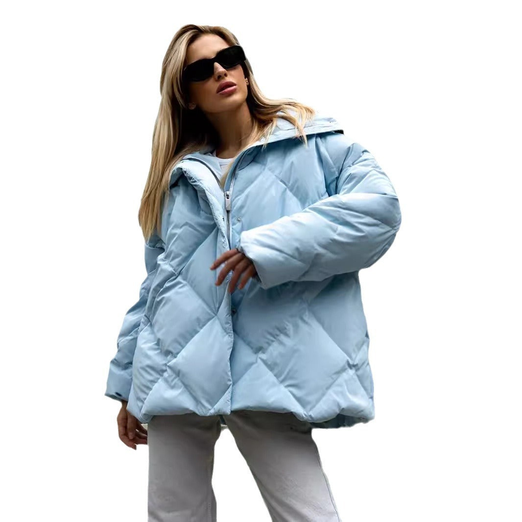 Damen Warm gefütterte Steppjacke mit modernem Kragen und verstellbarem Saum Drune