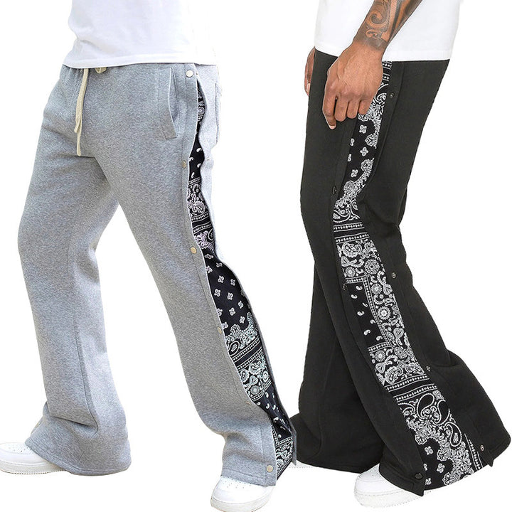 Herren Lässige Freizeit-Hose mit modischen Druckknöpfen und seitlichem Design Drune