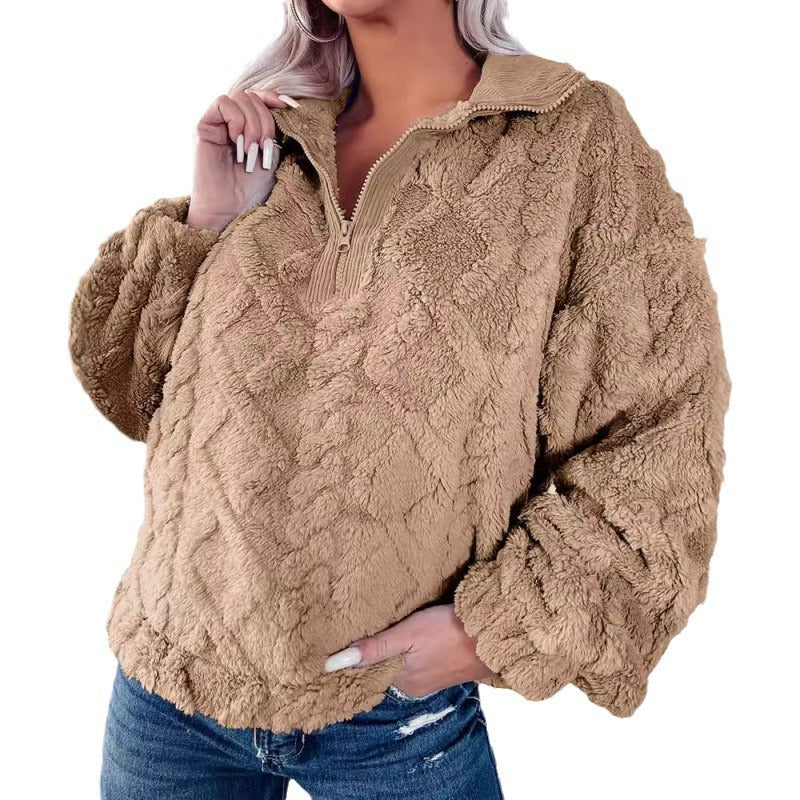 Damen Fleece-Pullover mit halbem Reißverschluss Drune