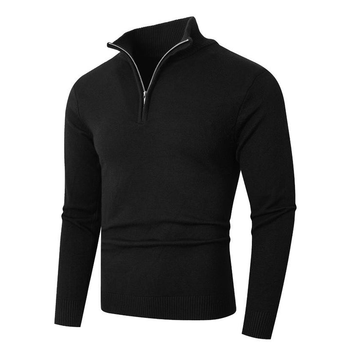 Herren Pullover mit modernem halben Reißverschluss und feiner Rippenstruktur Drune