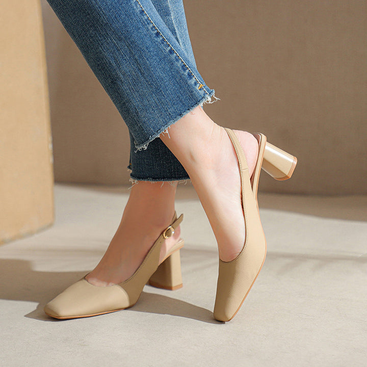 Damen Slingback Blockabsatz Pumps Drune